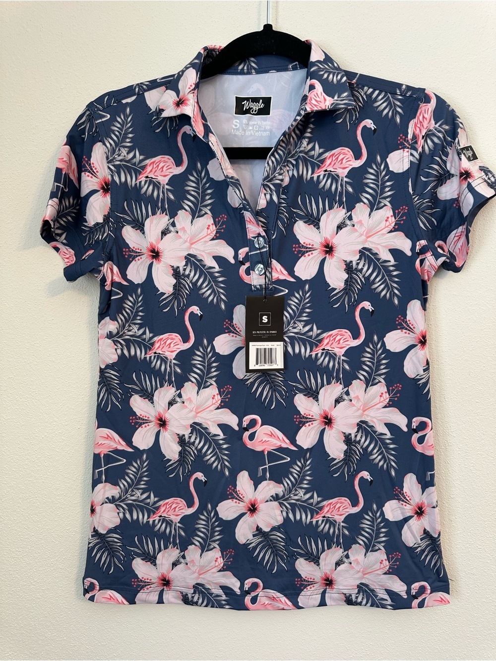 WAGGLE Women’s Flamingo Flyer Polo Size Small NWT